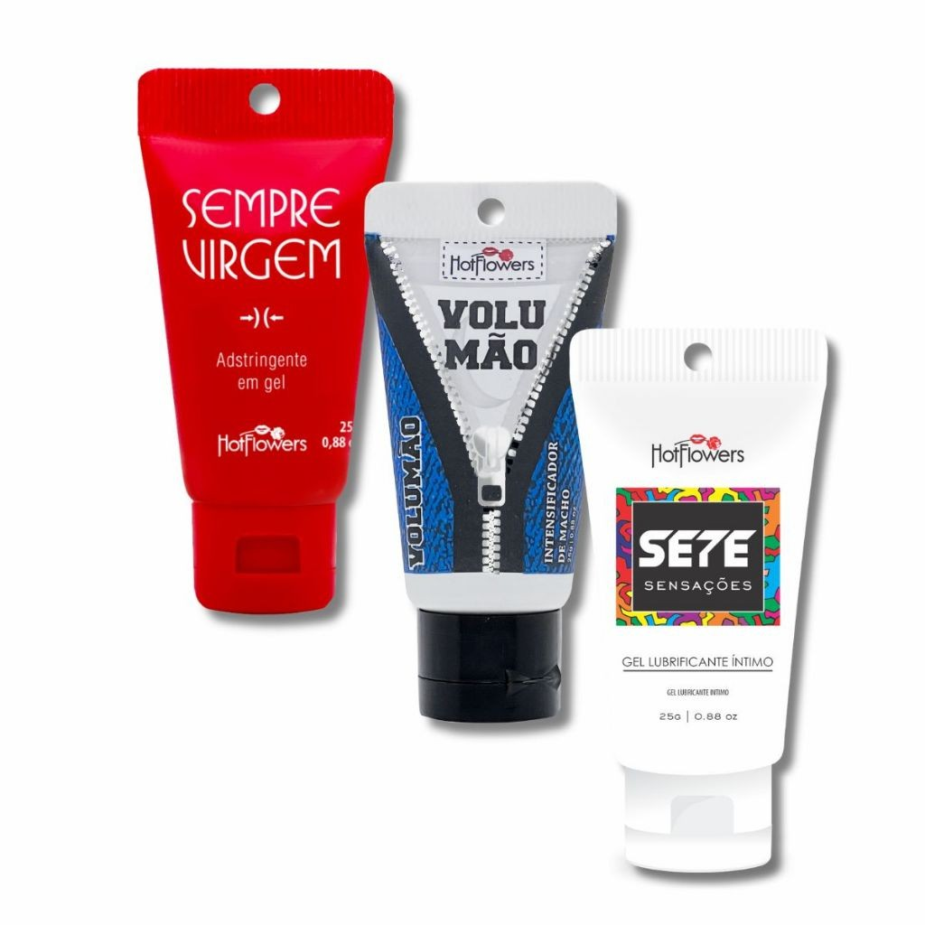 KIT CASAL - VOLUMÃO GEL ( ELE) - SEMPRE VIRGEM ( ELA ) - SETE SENSAÇÕES ( ANAL )